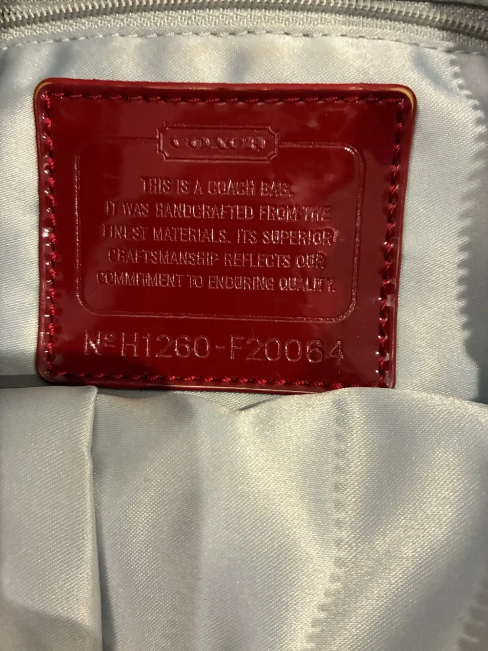 Coach Poppy Beige Signature Shoulder Bag with Red Trim and Strap